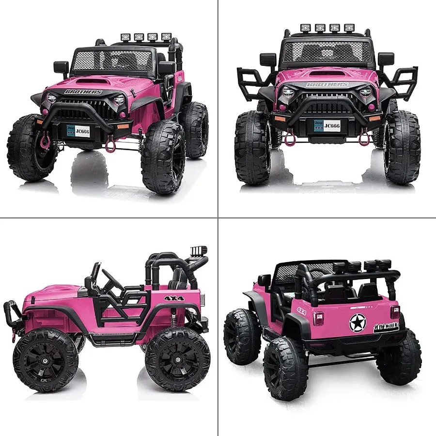 Pink 48.4 Large Ride On Car for Battery Powered Electric Car with 2 Seats Remote Control 14 Large Suspension Wheels LED Lights