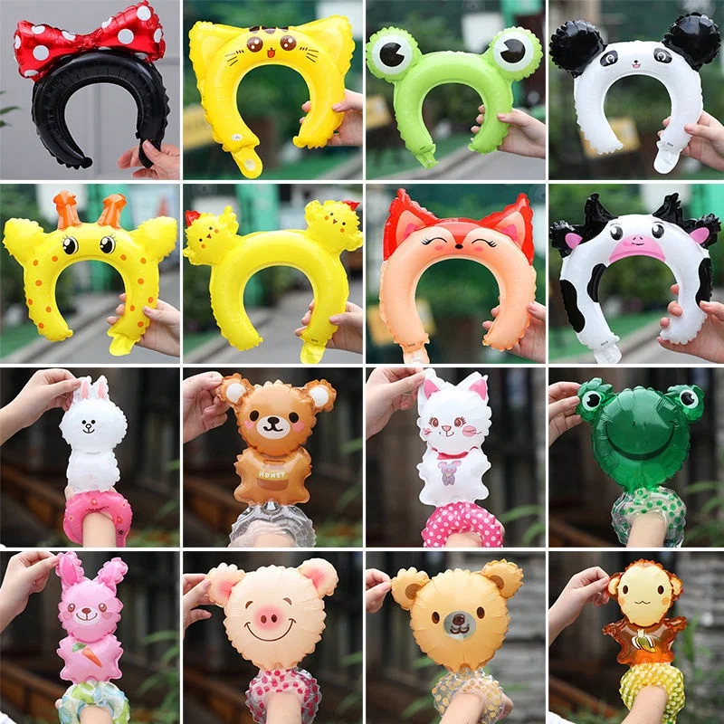 

20pcs Cute Headband Foil Balloon Rabbit Puppy Bear Cartoon Animal Wrist Balloon Kids Toys Birthday Party Decoration Baby Shower