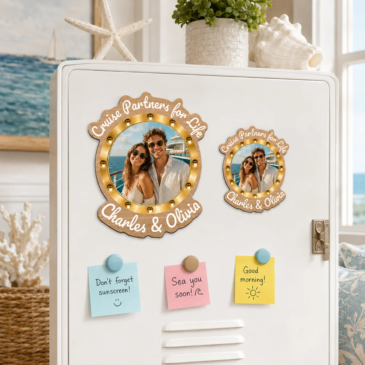 Personalisierter Kreuzfahrt-Türmagnet, Individueller Foto-Kühlschrankmagnet für Kabinentür, Kühlschrank, Paar-Urlaub, Jubiläumsgeschenk, Dekoration