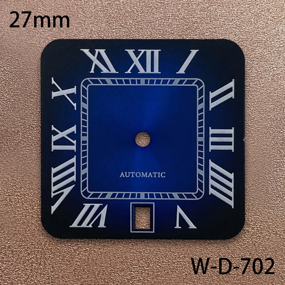 27mm s logotipo quadrado roma dial adequado para movimento nh35/nh36 sunray/fosco acessórios de modificação de relógio de alta qualidade 6 horas