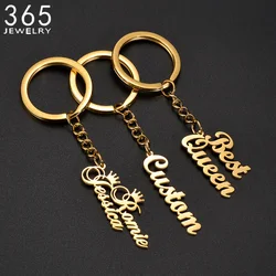 New Custom Name Keychain Personalized Vertical Nameplate Pendant Keyring Women Men Customized Nameplate Keychains Jewelry Gift