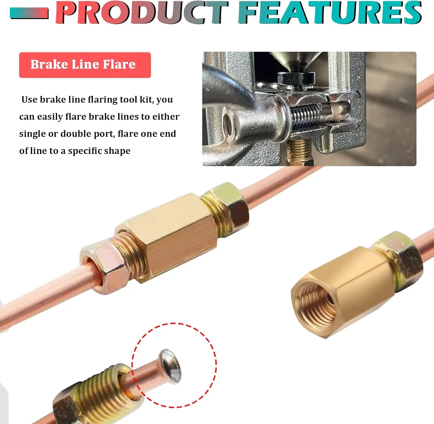 25Ft 3/16' Brake Line Kit with Flaring Tool, Nuts, Adapters, Tube Cutter for Hydraulic Brake Repair