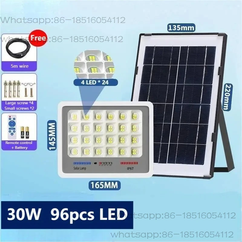 

High Power 30W 96 LED Solar Flood Lights 20 Square Meters Lighting Range Remote Control 8hrs Solar Garden Lamps Waterproof