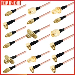 MMCX Male Straight Right Angle 90 Degree to SMA Female Male Flange Panel Mount RG316 Pigtail FPV Antenna Extension Cable for RC