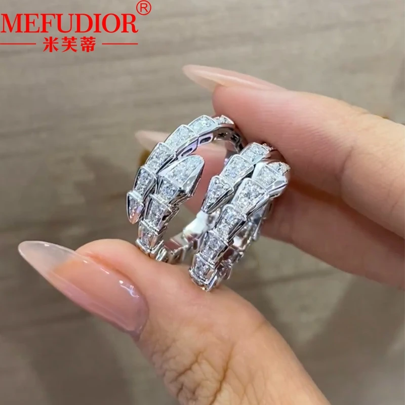 

PT950 Platinum Snake Bones Ring for Women Full Moissanite Diamond Open Wedding Brand Luxury High Quality Jewelry Party Gifts