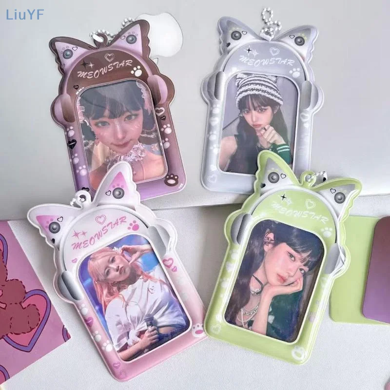 3 بوصة بطاقة تخزين الصور سماعات عنصر إطار الصورة الكورية Kpop المعبود صور بطاقة واقية حقيبة الظهر قلادة