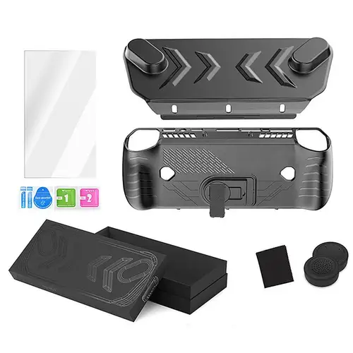 Funda protectora completa de TPU de mano a prueba de golpes para consola de juegos ASUS ROG ALLY X con soporte, tapa de tecla de película a prueba de golpes y caídas
