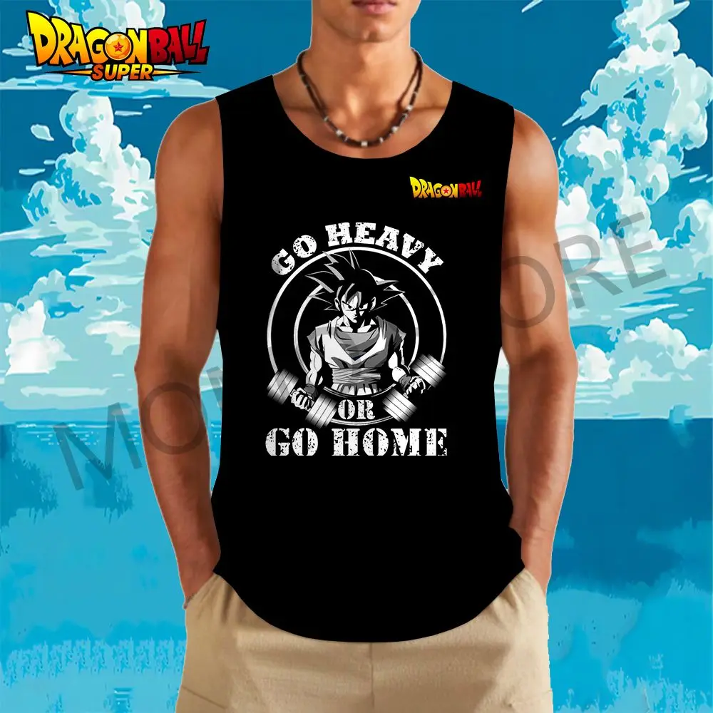 110-6XL GYM Kid's Tank Top Dragon Ball Men's Vest Goku O Neck Cool Bodybuilding Fashion Sportswear Man Summer Streetwear Hip Hop