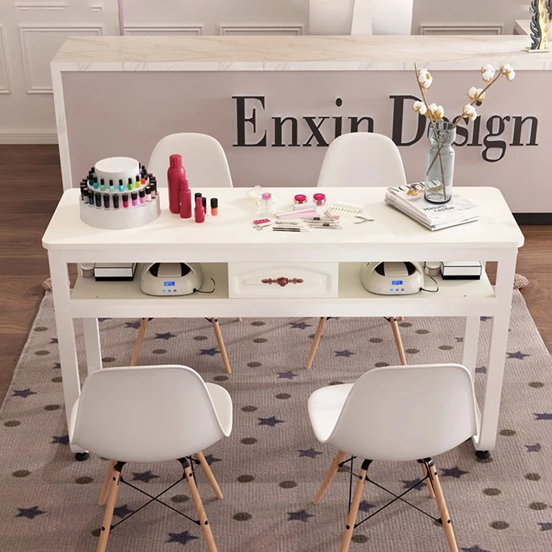 Design Minimalist Nail Table With Drawers Premium Classic Modern Nail Desk Nordic French Mesa Manicura Nail Salon Furniture