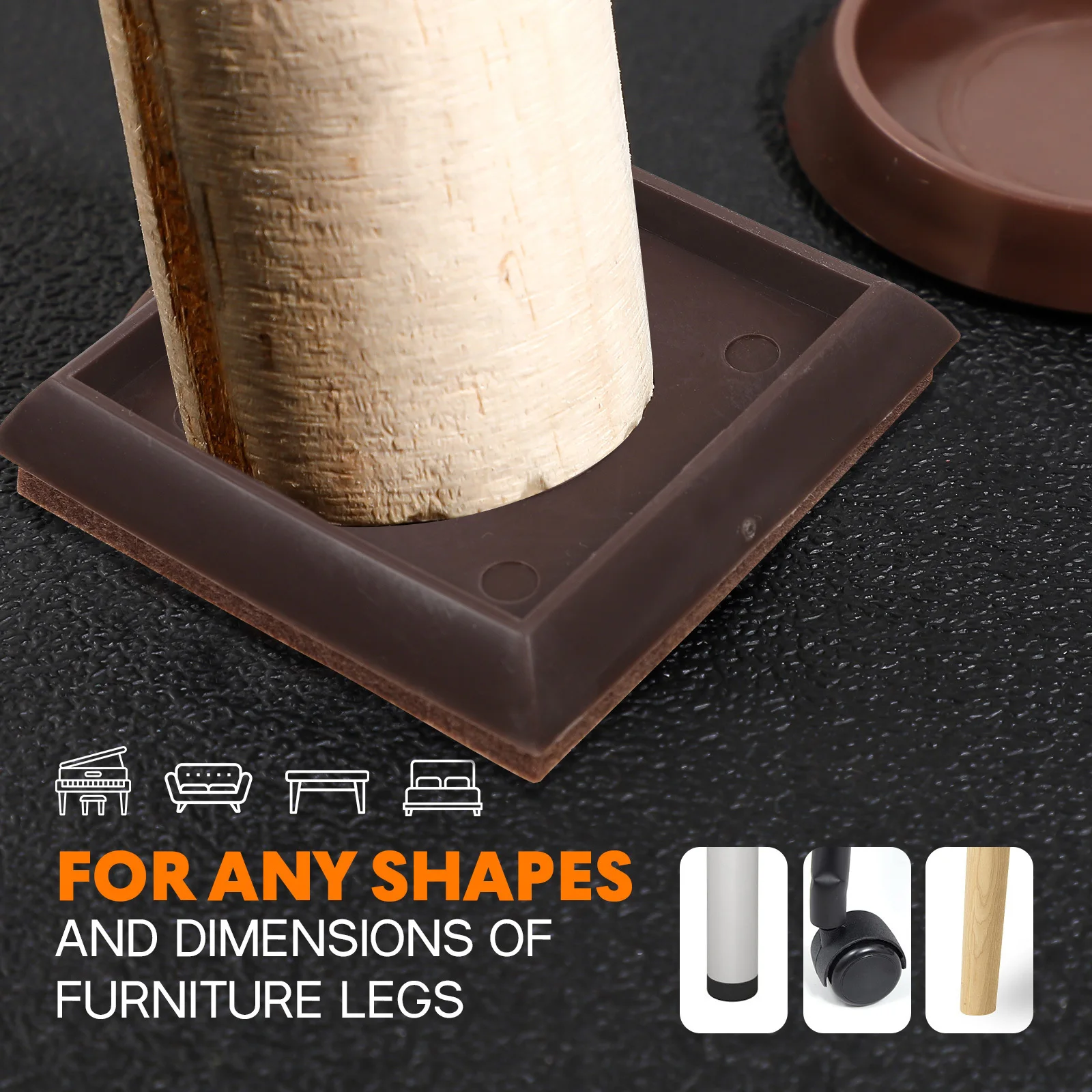 

10Pcs Furniture Felt Caster Cups 2Inch Square Suede Pads Chair Furniture Protectors Caster Cups Chair Stoppers