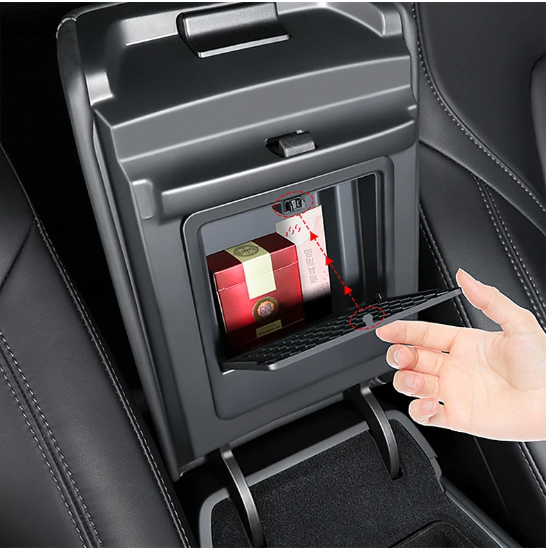 Für Tesla Model 3 Y 2017-2019 2020 2021 2022 2023 ABS Auto Mittelkonsole Armlehne Versteckter Stauraum Verborgene Ablage Zubehör – Detail 2