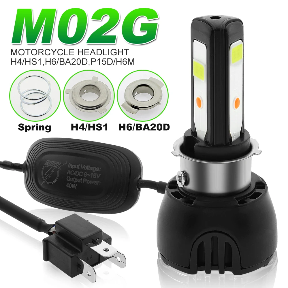 H4 Motorcycle LED Bulb,40W BA20D LED Healight Bulb High-Low Beam Kis Red Light DRLs DC9-18V.