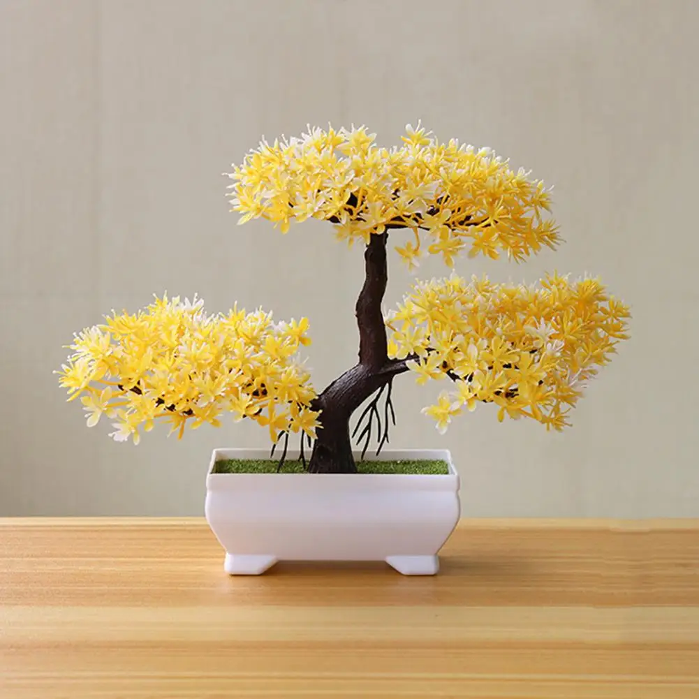 Plantas de plástico artificiais bonsai pequeno vaso de árvore planta falsa vaso de flores arranjo de jardim ornamentos quarto decoração de mesa de casa