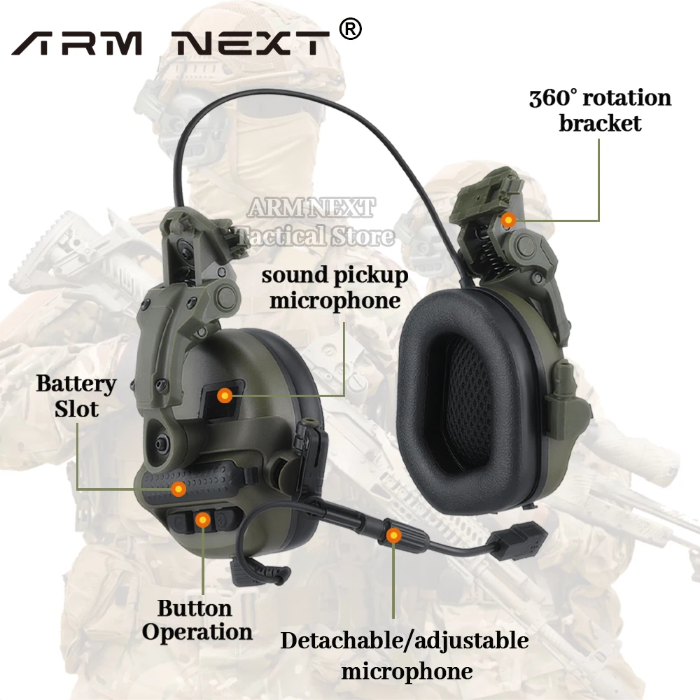 Electronic Shooting Ear Protection Sound Amplification Anti-noise Earmuffs Professional Hunting Ear Defender Helmet Headset