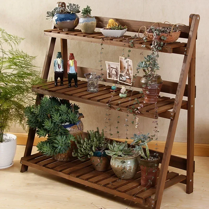 Wooden Balcony Flower Stand Indoor Display Wall Chinese Flower Stand Rack Multi Porta Macetas Para Plantas Furniture Sets