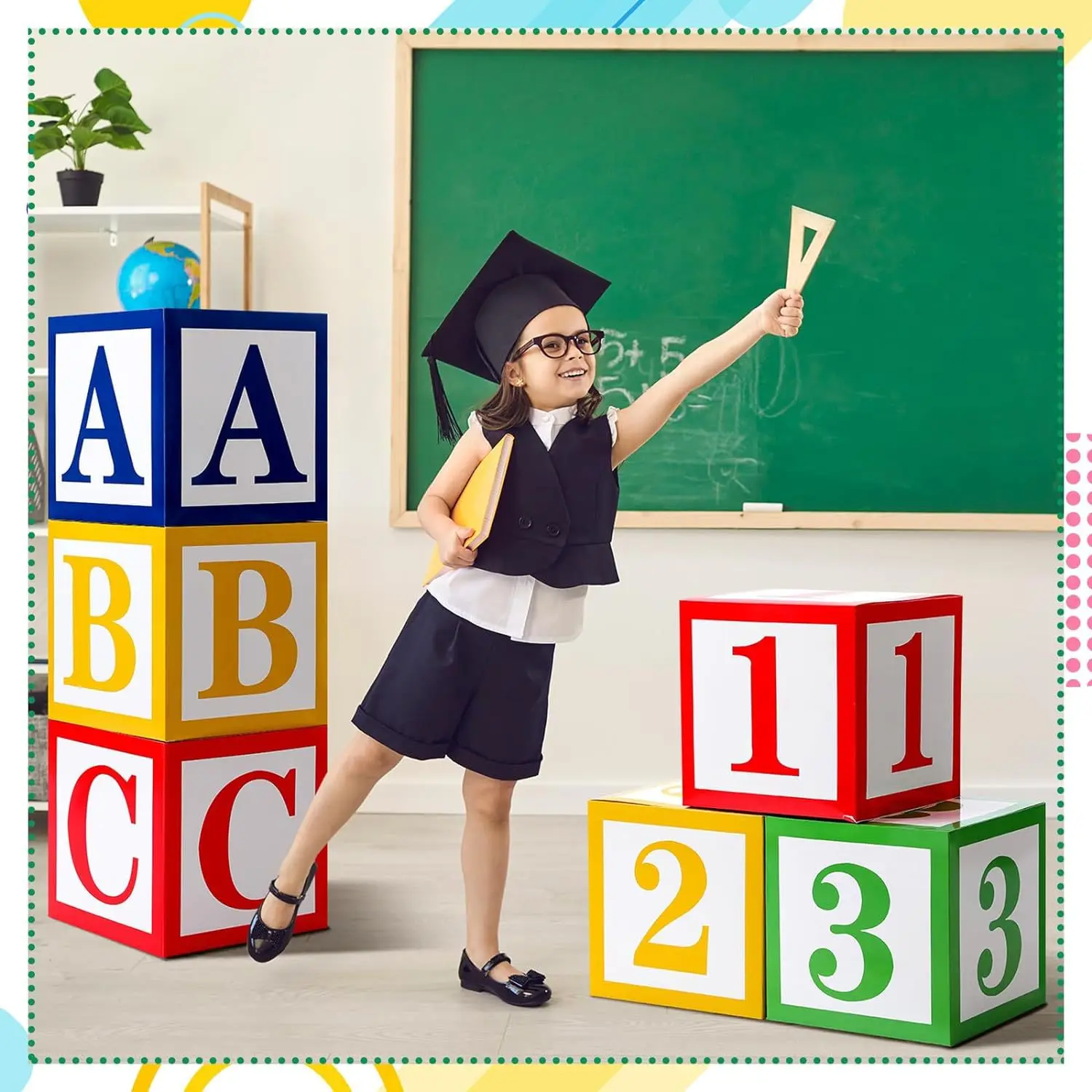 

Happy Graduation Back To School Party ABC Letter 123 Balloon Box Site Arrangement Props Street Birthday Party Decorative Props