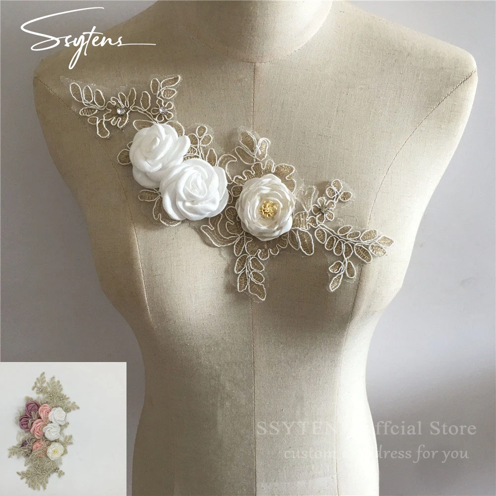 DIY Sewing 3D Decorative Lace Flower Collar Tulle Trim Polyester Garment Accessory For Evening/Party Dress Collar Decoration