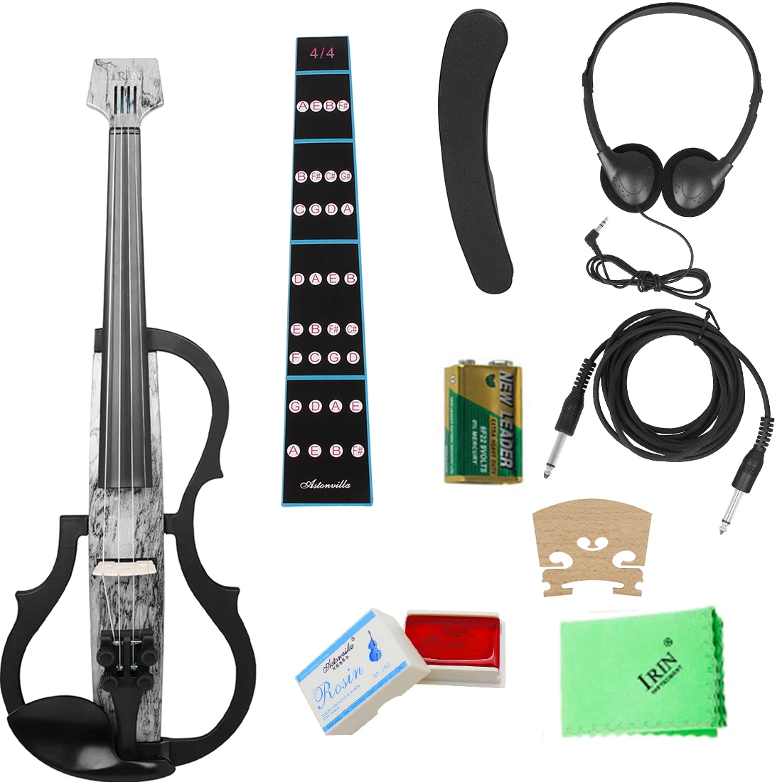 

IRIN 4/4 Electro Acoustic Violin Intelligent Silent Electroacoustic Violin with Earphones Connecting Cables Shoulder Rests