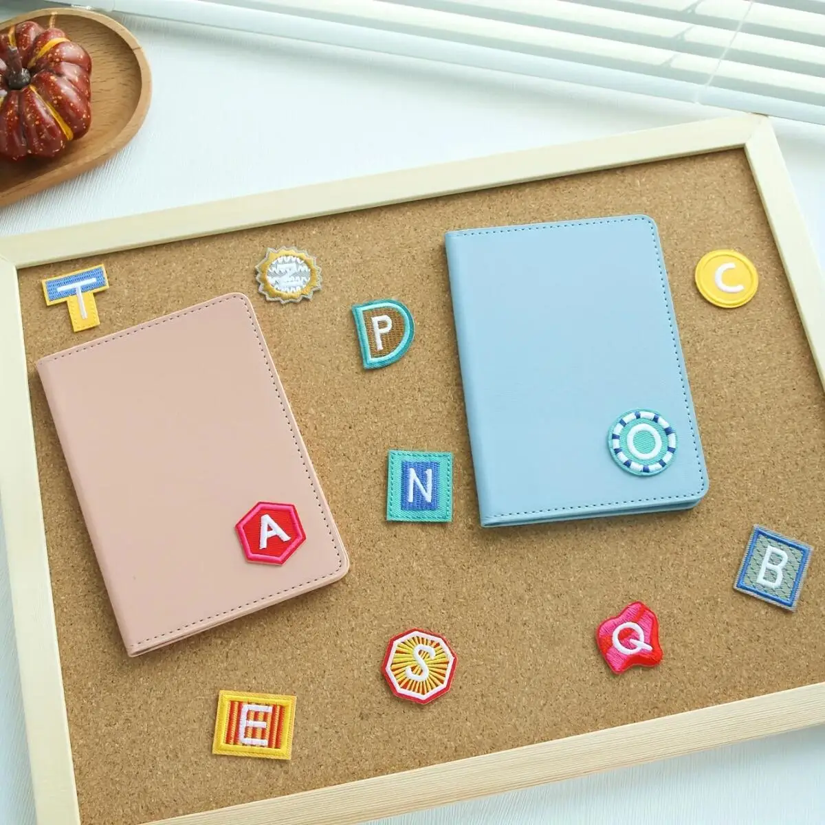Personalized Custom Alphabet Initial Embroidery Patch Leather Passport Wallet Color Block Letter Patch Travel Passport Holder