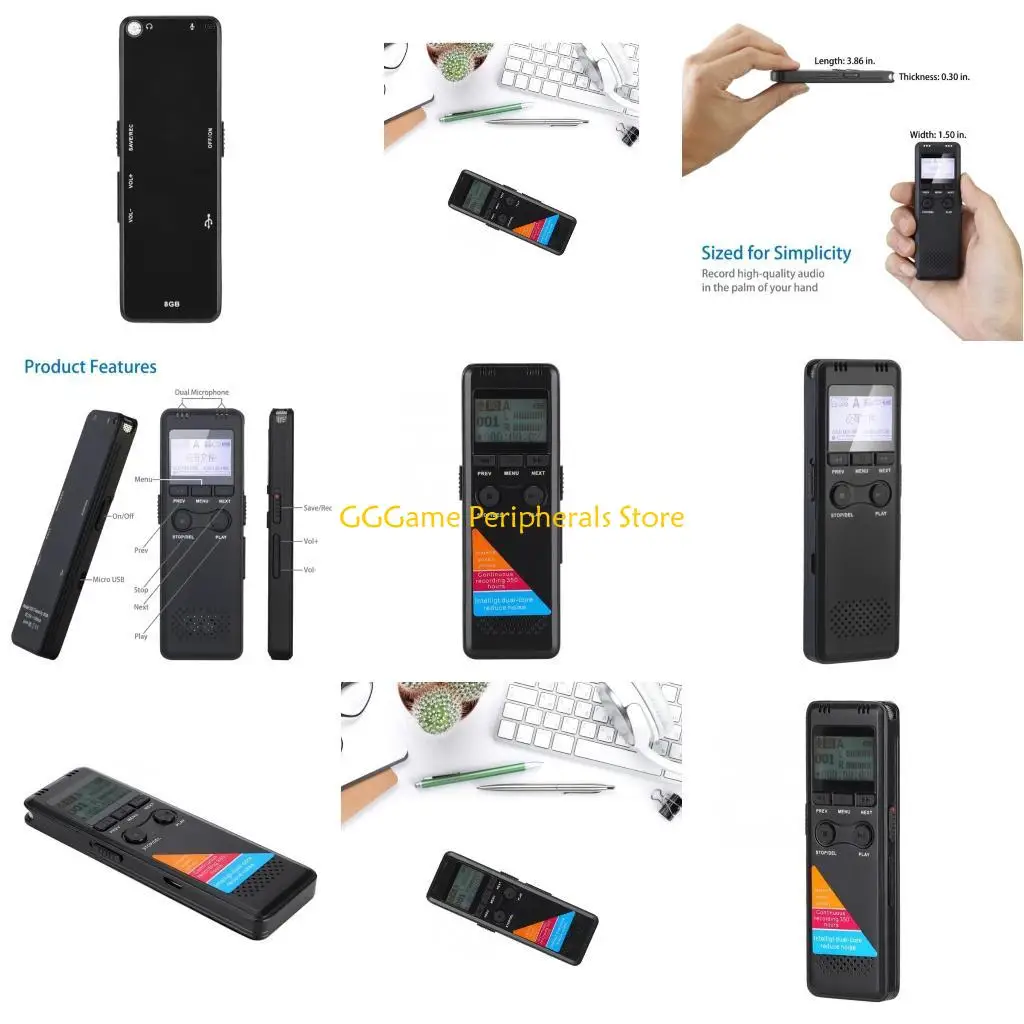 

U55B 8/32GB Digital Voice Recorder for Lectures Meetings 8000H Voice Activated Recording Device Recorder with Playback