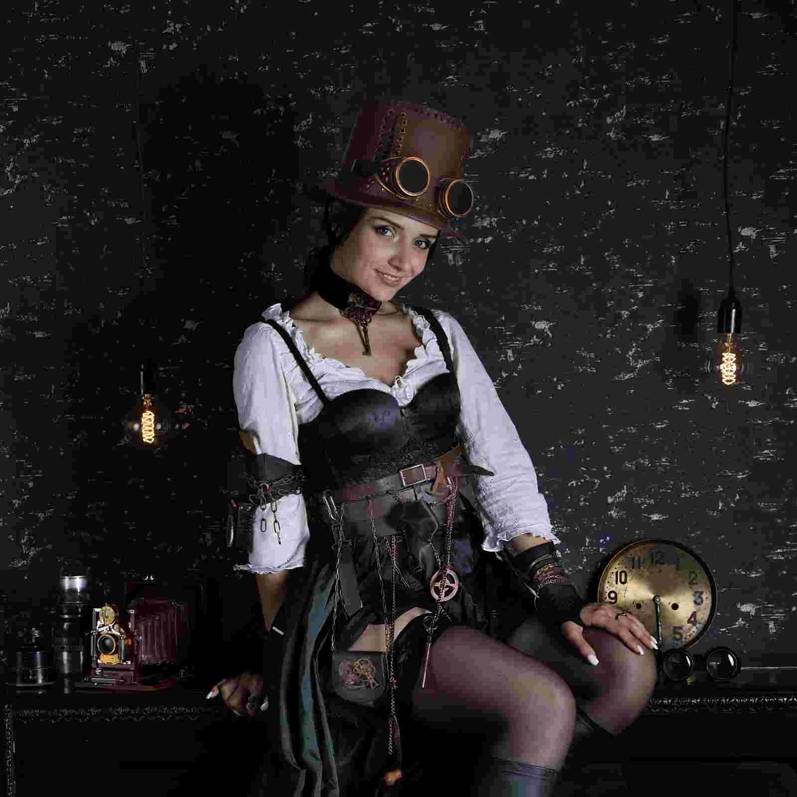 1 Stück Premium-PU-Hut im Steampunk-Industriestil, Vintage-Stil, europäisch-amerikanisches Halloween-Kostümzubehör für Halloween