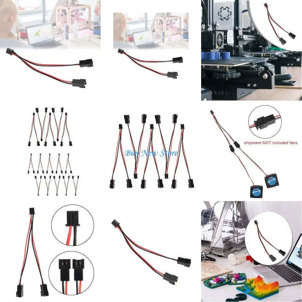

20CE 5/10Pcs Cooling Fan Extension Cable 2Pin XH2.54 Connection Line Male Female