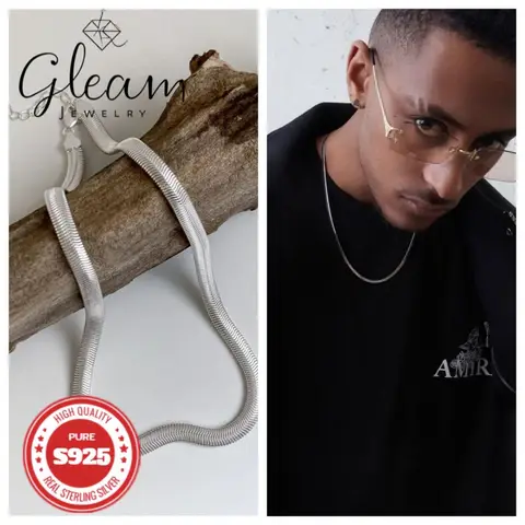 Wide Flat Snake Chain Necklace, 925 Sterling Silver, Adjustable Extended Chain, Unisex Trendy Jewelry, Daily Wear, Anniversary Birthday Holiday Gift, Buy Three Get One Free