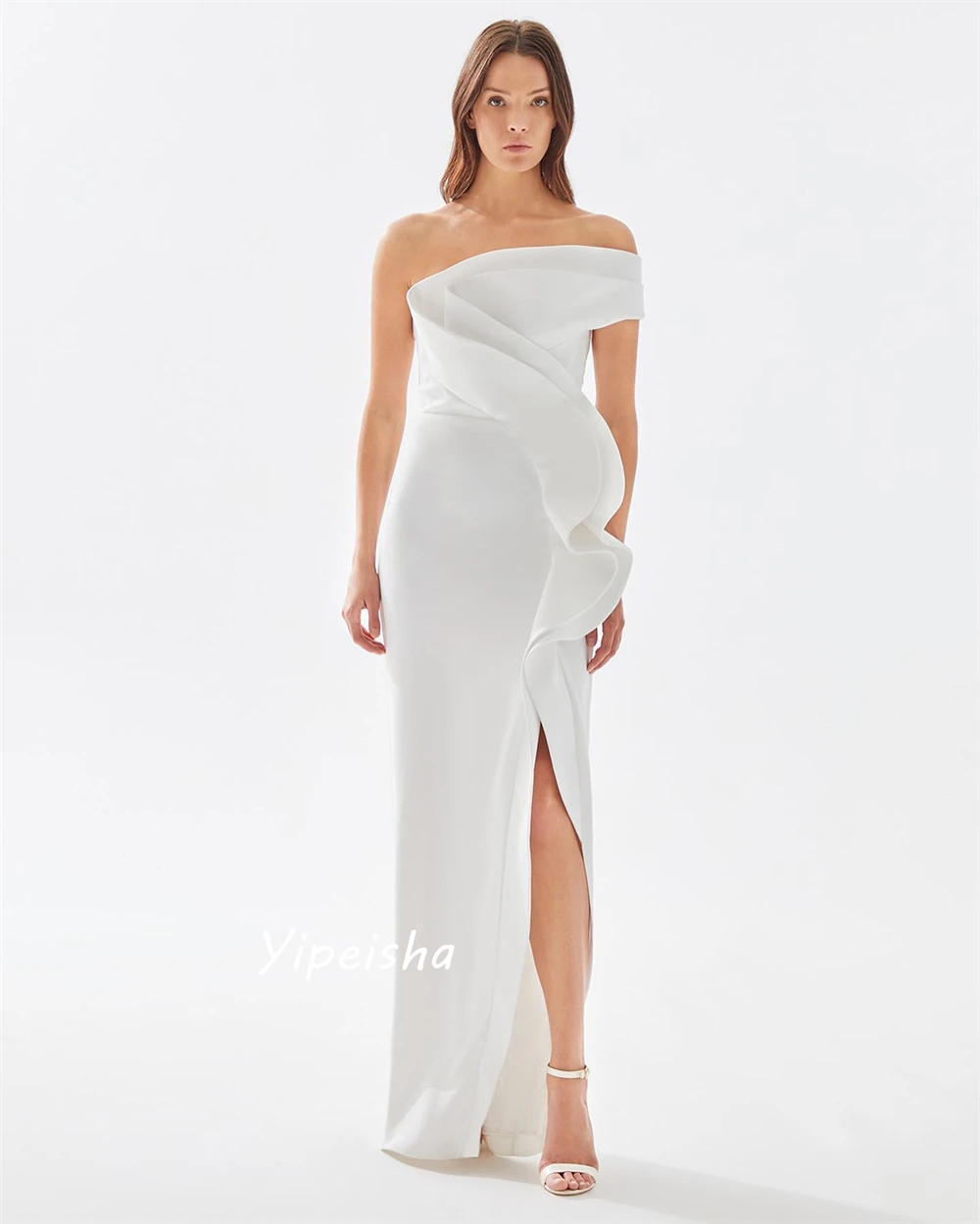 Jiayigong Yipeisha Simple Sizes Available One-shoulder A-line Formal Ocassion Gown Floor length Charmeuse es