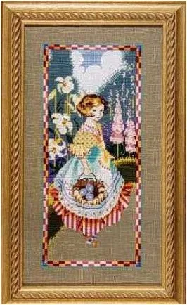 

DIY Needle Work Cross Stitch Set Girl carrying basket counted Cross Stitch Kit 28ct 14ct 32ct Metallic cotton aida