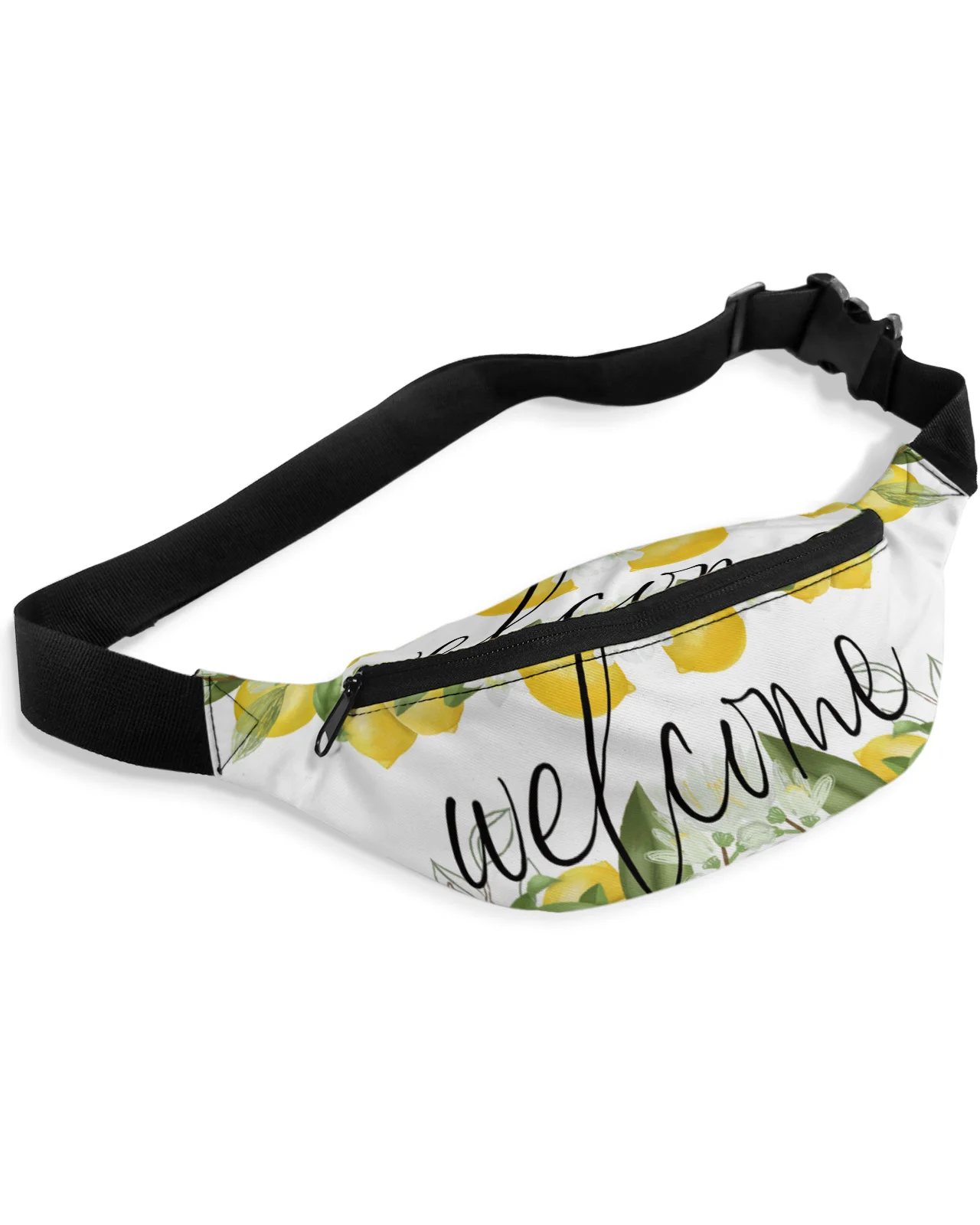 Lemon Summer Fruit Leaves Welcome Waist Bag Women Men Belt Bags Large Capacity Waist Pack Unisex Crossbody Chest Bag