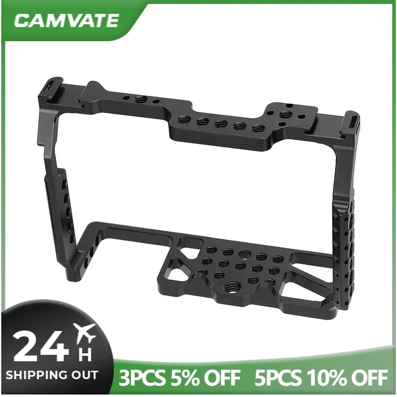 CAMVATE Aluminum Full Camera Cage For Panasonic Lumix GH6 With 3 Cold Shoe Mounts and 1/4