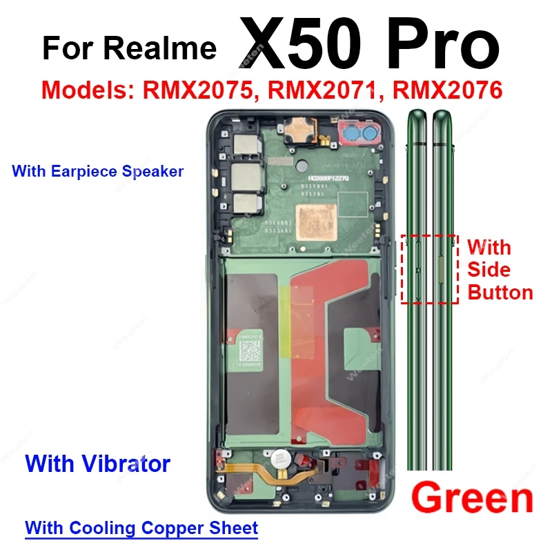 

Middle Frame Housing Bezel For Realme X50 Pro X50 Pro Player Middle Frame Holder with Side Button Keys Camera Cover Parts