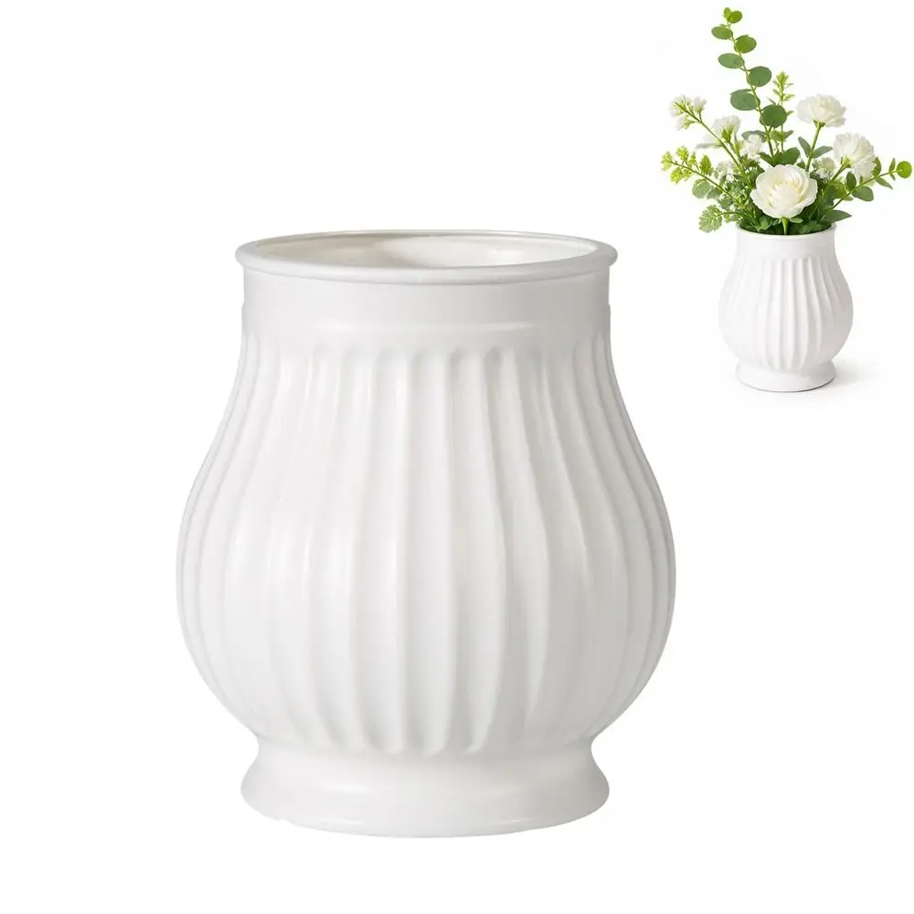 Plastic Tabletop Flower Vase Water Holding Ribbed Texture Flower Arrangement Vase Shatter Resistant Nordic Flower Vase