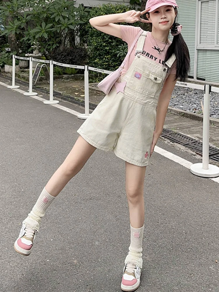 Anti-Aging Japanese Sle Denim Overalls Women's Spring Summer Cute Student Small Size Loose Straight Leg Strap Rer