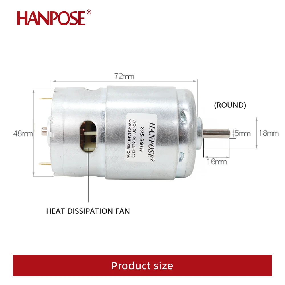Motor de husillo de 775-795 RPM, Motor de cepillo de CC, 895, 3000, 12000 W, con rodamiento de dos bolas nominal, duradero, 775, 150
