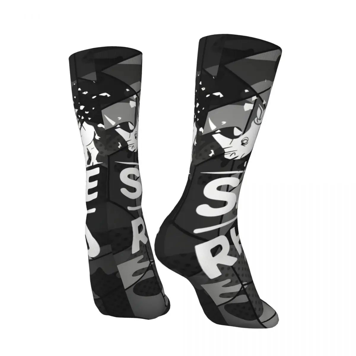 Protect Men's Socks Retro Harajuku Rhino Street Style Novelty Casual Crew Sock