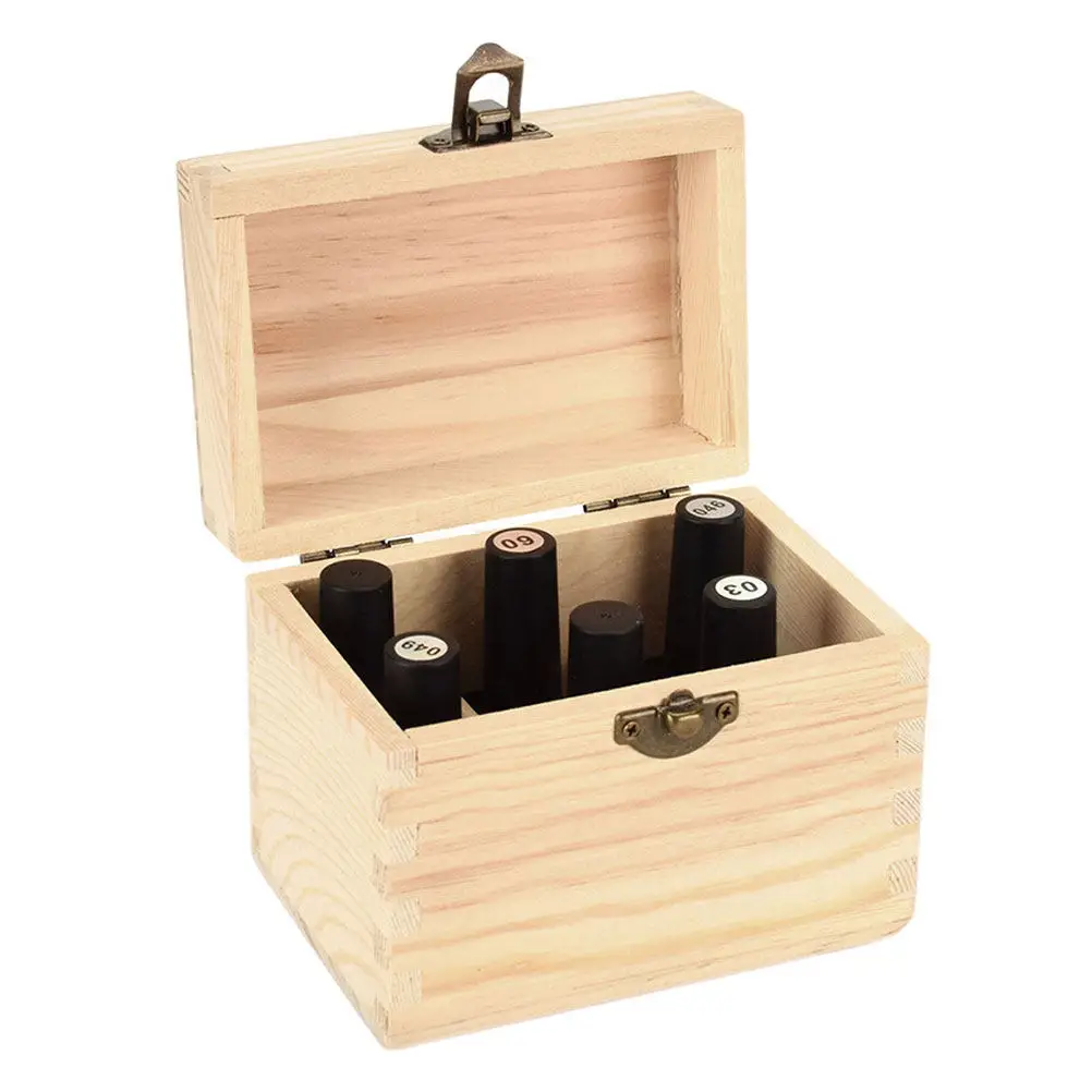 

Набор из 2 деревянных органайзеров для лаков для ногтей, 6-секционный футляр для хранения флаконов с эфирными маслами, контейнер для ароматерапии, для дома и офиса, для косметических принадлежностей