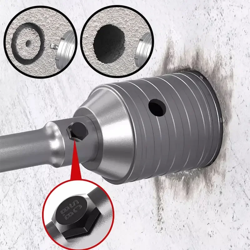 

HUHAO SDS Plus Hammer Drills Round Shank Drill Bit for Concrete Brick Stone Wall Hole Saw Drill Bit Set Cutter Tools 30-120mm