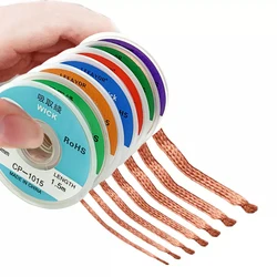 Herramienta de reparación de fundente, 1mm-2,5mm-4mm 1,5 M 3M, removedor de soldadura de trenza de soldadura, Cable de succión de estaño, Cable de plomo