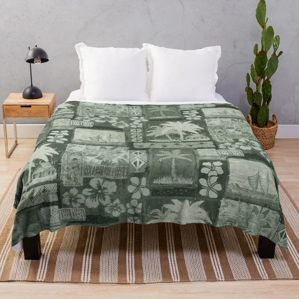 

Kona Coast Retro Aloha Shirt Print Throw Blanket Travel Size Cozy Blanket for Plane Train