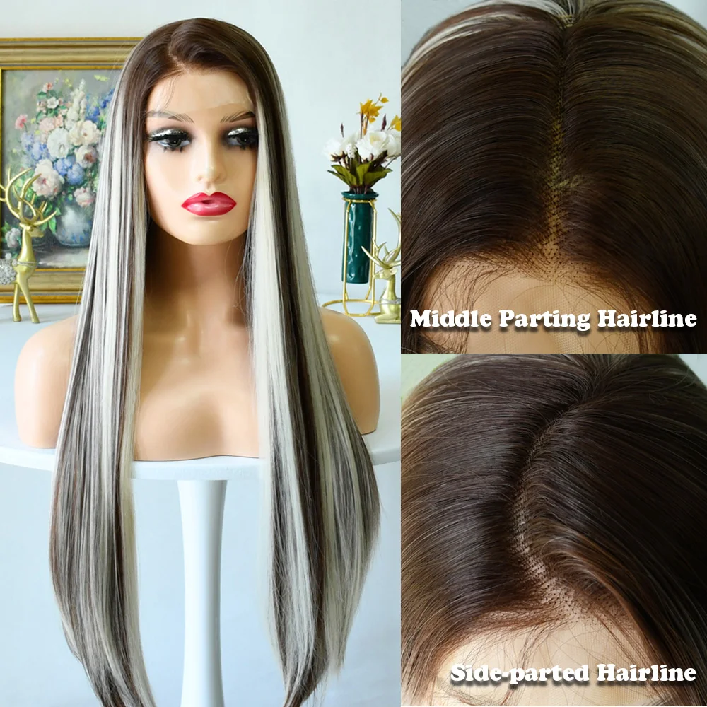 

13x4 Highlight Wigs Lace Front Wig Blonde Wig Grey Blonde Straight Wig Hd Lace Frontal Wigs Синтетический парик pelucas de mujer