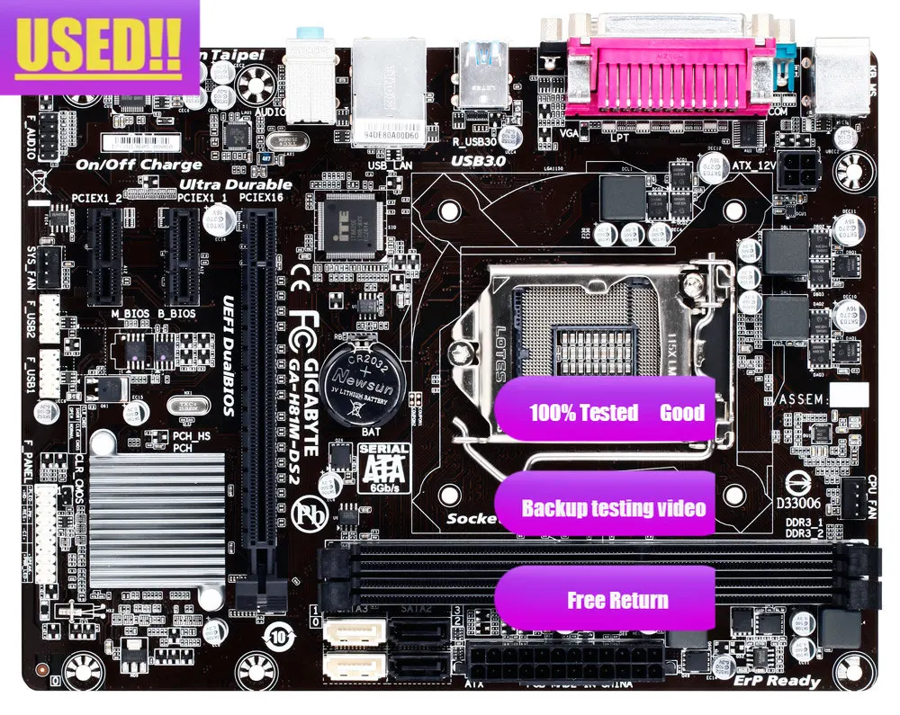 

Gigabyte GA-H81M-DS2 Motherboard For Intel H81 DDR3 USB3.0 16GB LGA 1150 H81M DS2 Desktop Mainboard Systemboard