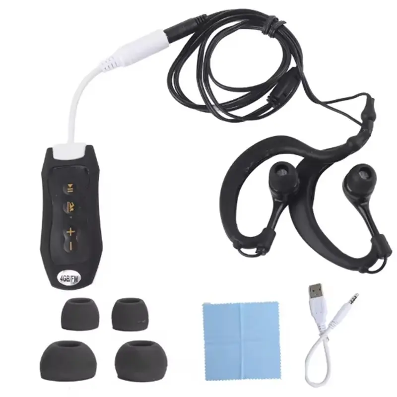 

【Y19A】Водонепроницаемый музыкальный плеер IPX8 с FM-радио, 4 ГБ памяти, MP3-плеер для дайвинга и спорта, портативный, с наушниками и клипсой