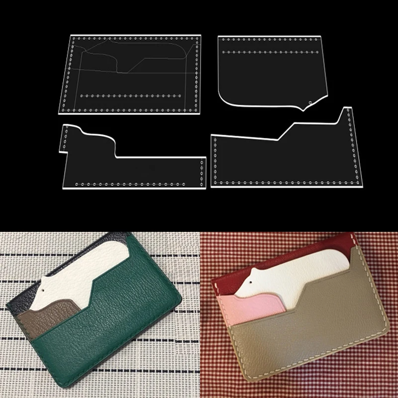 YOMDID 4PCS Cartoon Eisbär Kartenetui Brieftasche Acryl Herstellung Vorlagen DIY Geldbörse Kartenhalter Acryl Herstellung Formen