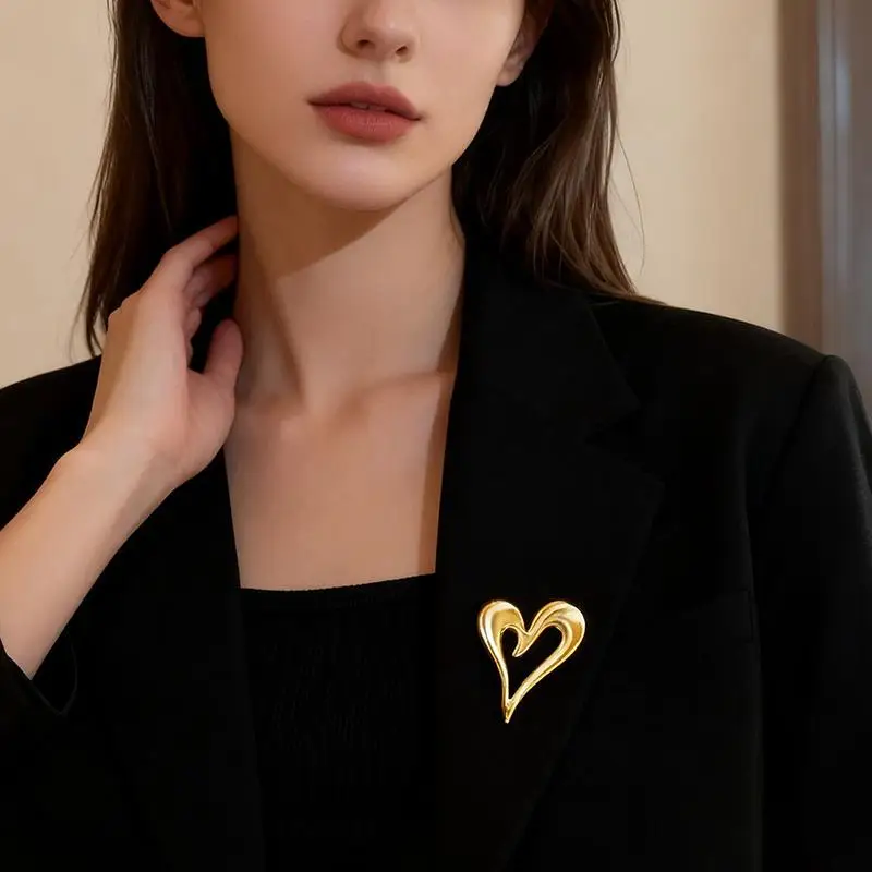 Metal Heart Brooches For Women Unisex Enamel Love Pins Office Party Friend Gifts Jewelry Accessories For Suit Dress