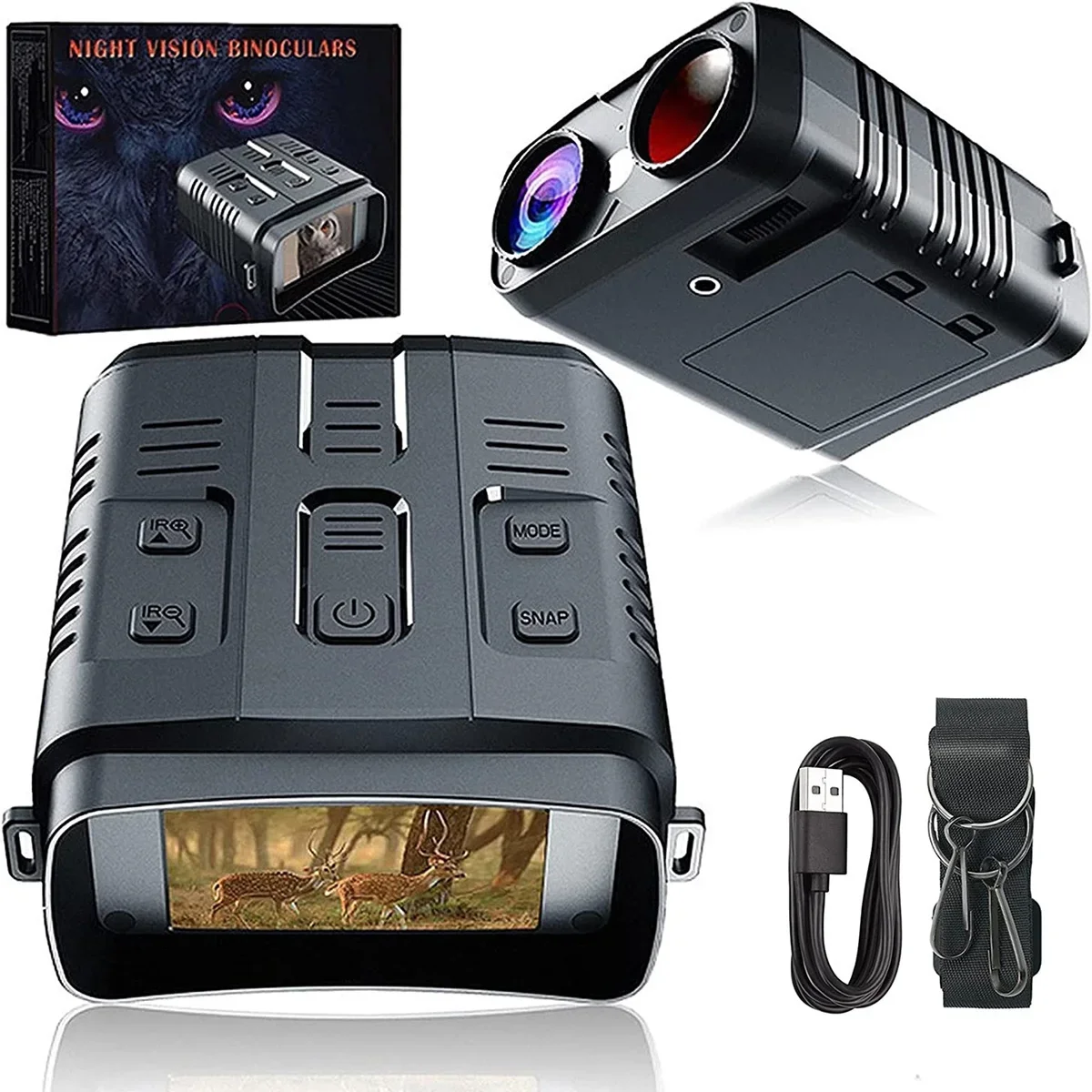 2.5K Night Vision Binoculars Infrared Night Vision Goggles 3” Large Screen 5X Digital Zoom Tactical Light for Camping Hunting