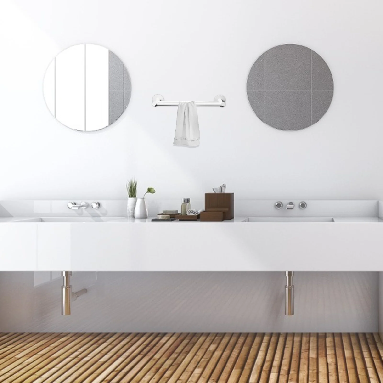 

1Pcs Dual-Pole Towel Rack Premium Material Bathroom Kitchen Organizer Strong Bearing Capacity Punch Free Design