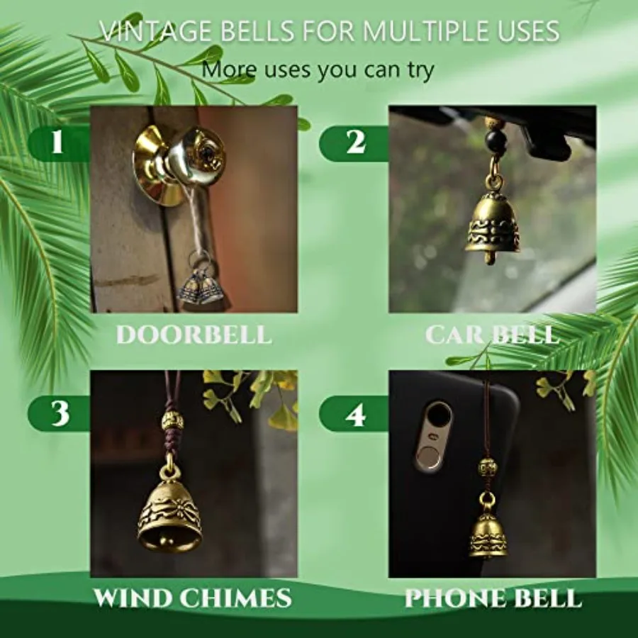10 قطعة أجراس نحاسية نقية أجراس صغيرة مصنوعة يدويًا للحرف اليدوية أجراس الرياح لأجراس باب المنزل أو أجراس الديكور لتزيين الزفاف