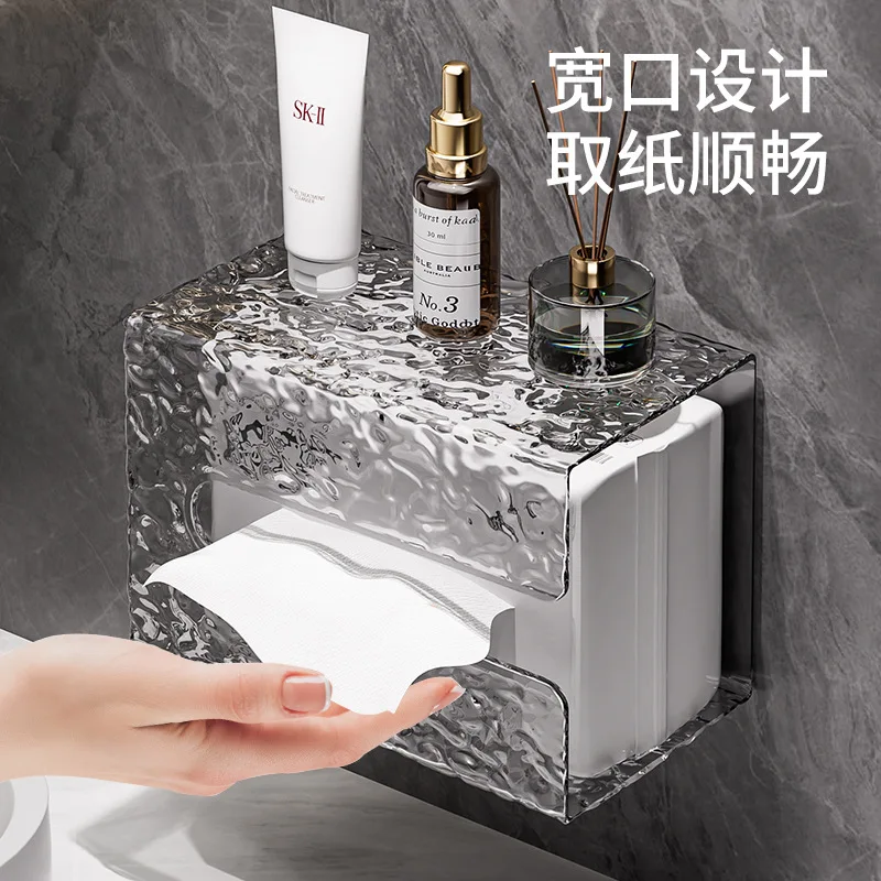 

Water Textured Tissue Storage Box, Wall Hanging, Drawout Paper Box, Creative, Light, Luxury, Living Room, Desktop