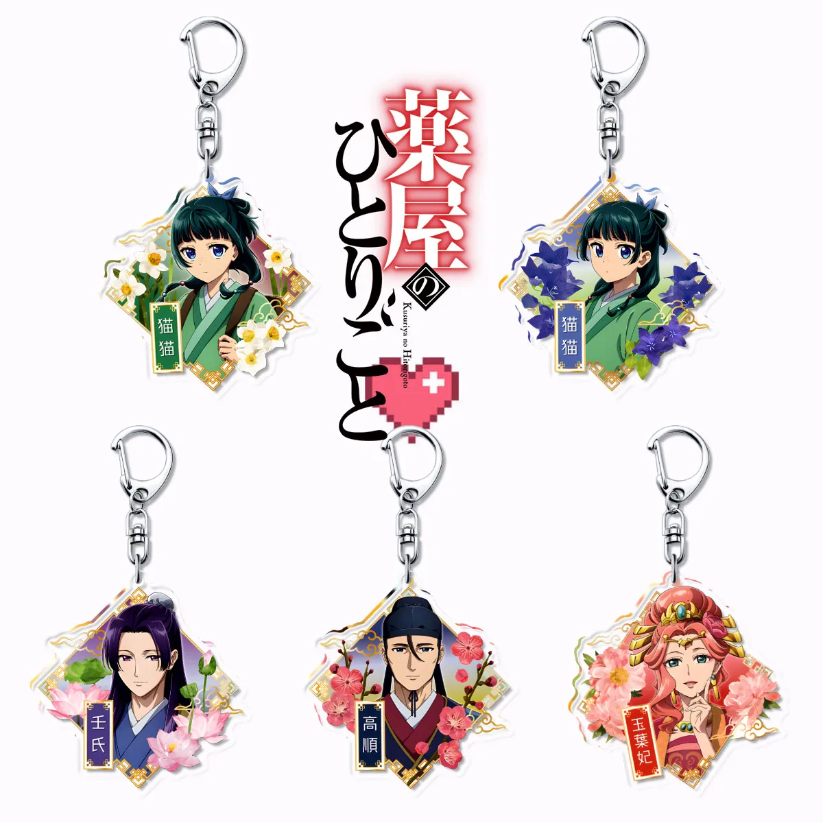 Anime Diaries Kusuriya No Hitorigoto The Apothecary Diaries Keychain Acrylic Figure Maomao Gao Shun Li Bai Cosplay Keyring Gifts